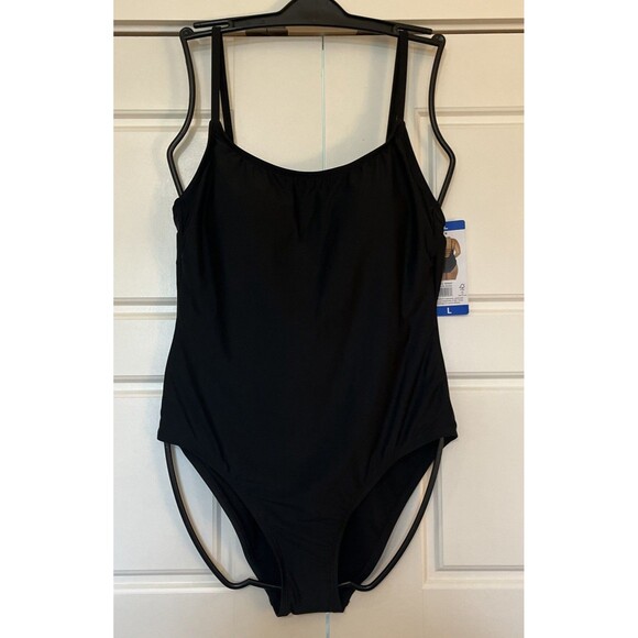 NWT HURLEY Women’s Large One-Piece Swimsuit Solid Black UPF 50+ Bathing Suit - L - Picture 8 of 8